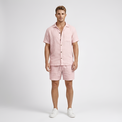 Conjunto Hombre de Lino Camisa de Botones y Bermudas