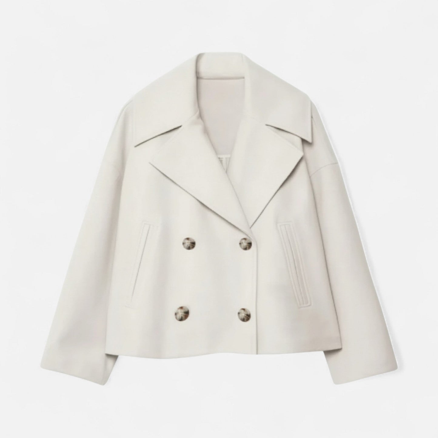 Abrigo Corto Mujer Oversize de Lana Elegante