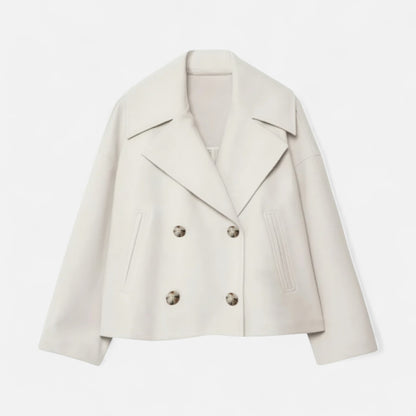 Abrigo Corto Mujer Oversize de Lana Elegante