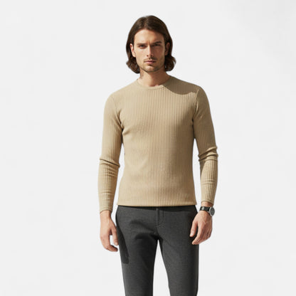 Camiseta Hombre Manga Larga Acanalada Ajuste Slim