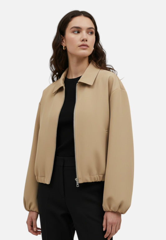 Chaqueta Bomber Mujer Corta Cremallera Cuello Solapa - Mavetta