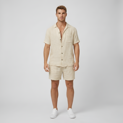 Conjunto Hombre de Lino Camisa de Botones y Bermudas - Mavetta
