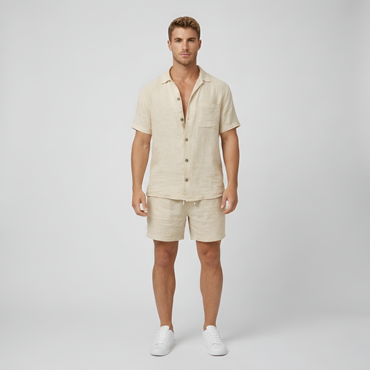 Conjunto Hombre de Lino Camisa de Botones y Bermudas - Mavetta