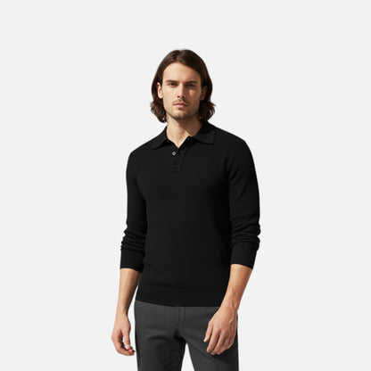 Polo Hombre Manga Larga Tejido Suave Ajuste Clásico
