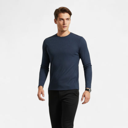 Camiseta Hombre Manga Larga Acanalada Ajuste Slim