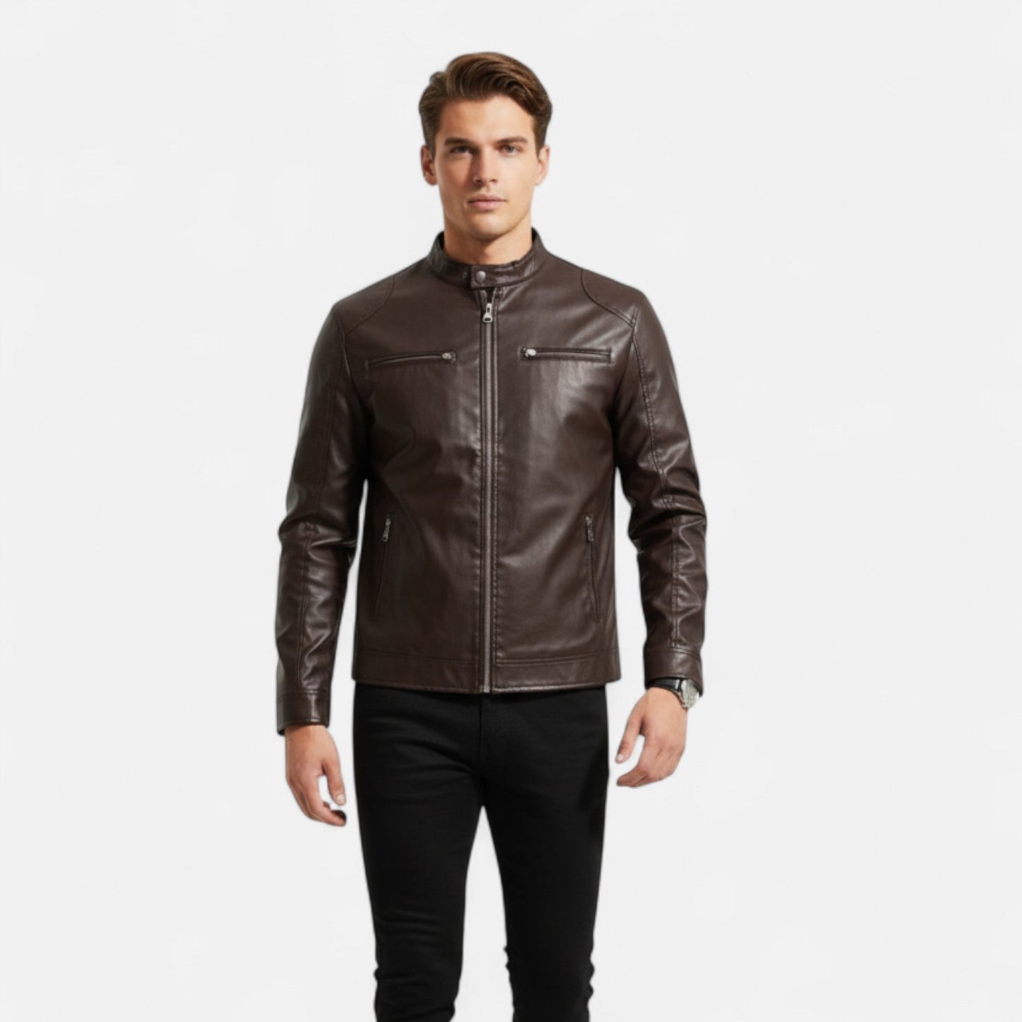Chaqueta Hombre de Piel Ajuste Clásico