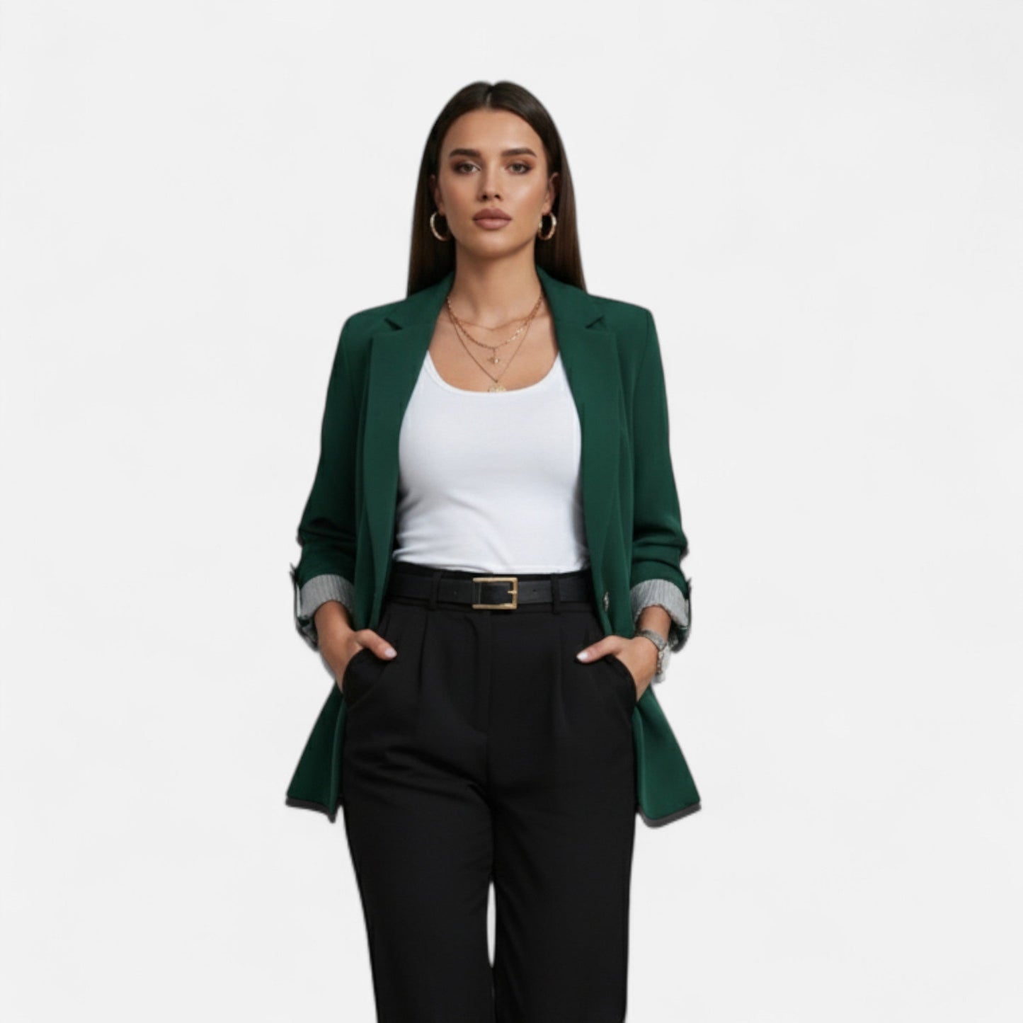 Blazer Mujer de Corte Clásico y Ajuste Regular