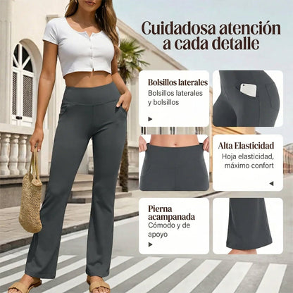 Pantalón Mujer Cintura Alta Elástico Corte Amplio