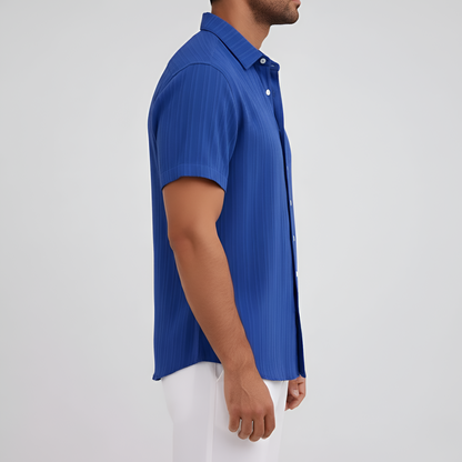 Camisa Hombre Algodón Mezcla Manga Corta Cuello Botones