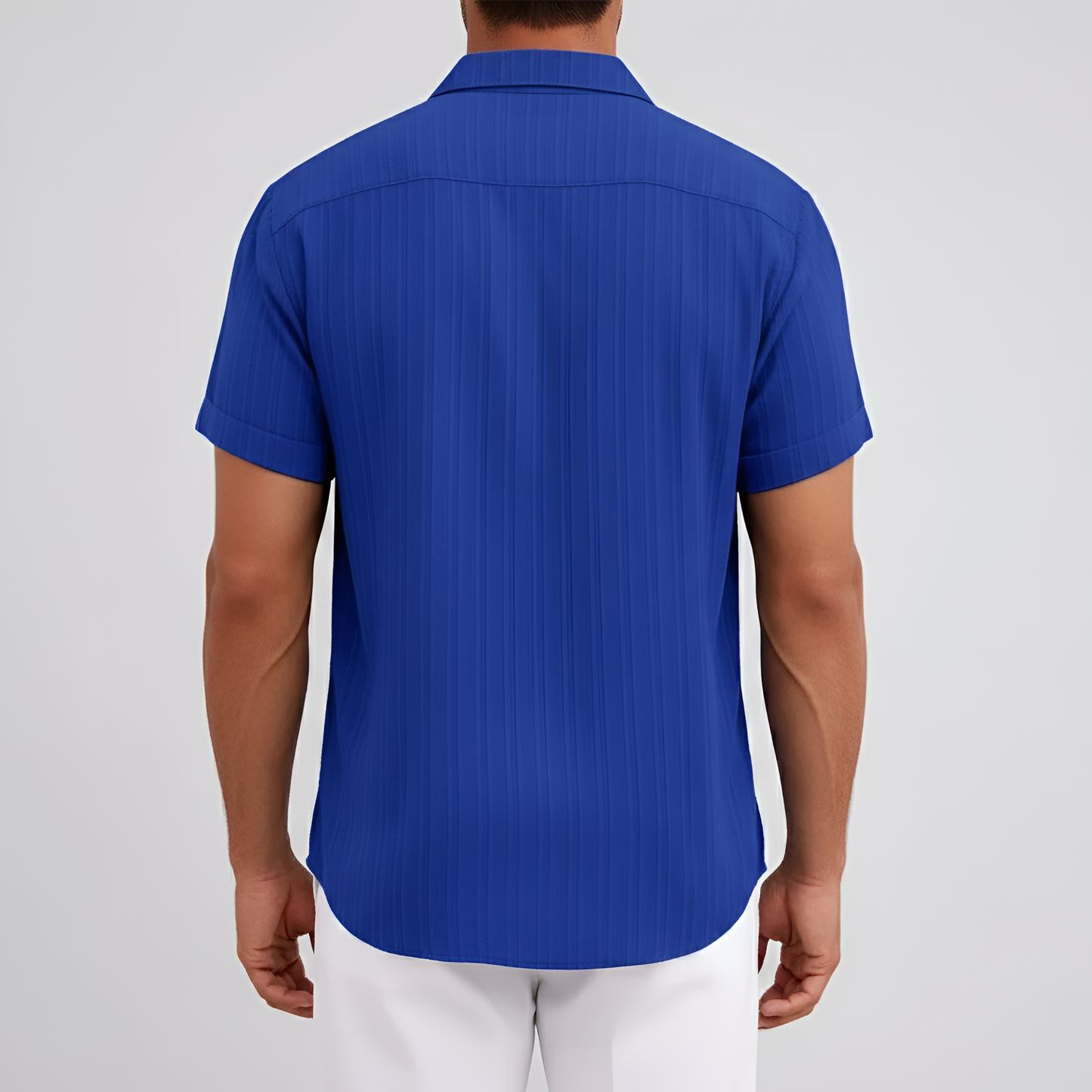 Camisa Hombre Algodón Mezcla Manga Corta Cuello Botones