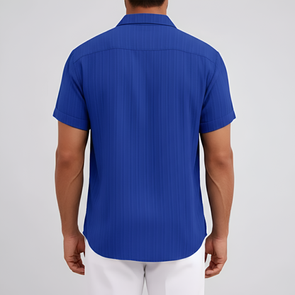 Camisa Hombre Algodón Mezcla Manga Corta Cuello Botones