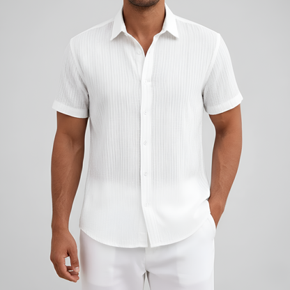 Camisa Hombre Algodón Mezcla Manga Corta Cuello Botones