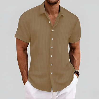 Camisa Hombre Algodón Mezcla Manga Corta Cuello Botones