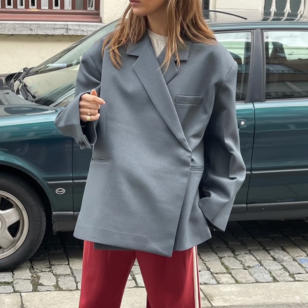 Blazer Mujer Manga Larga Solapa de Muesca Cierre Botón