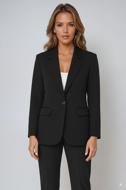 Blazer mujer con cierre de botones y bolsillos funcionales