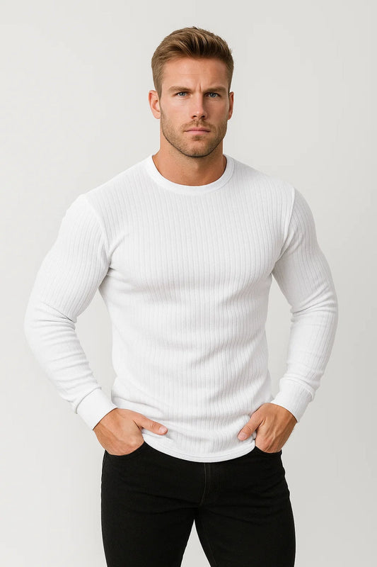 Camiseta deportiva hombre de manga larga cuello redondo entallada - Mavetta