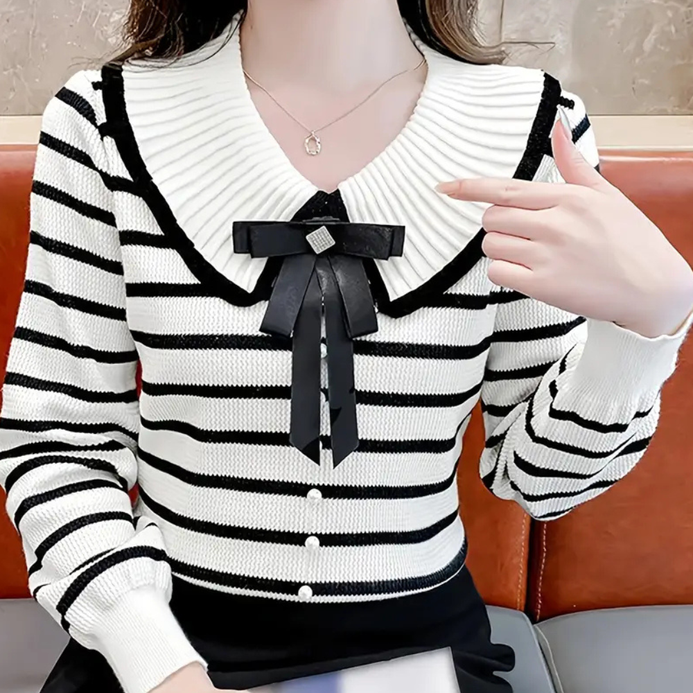 Jersey Mujer de Punto Suave Rayas Diseño Casual
