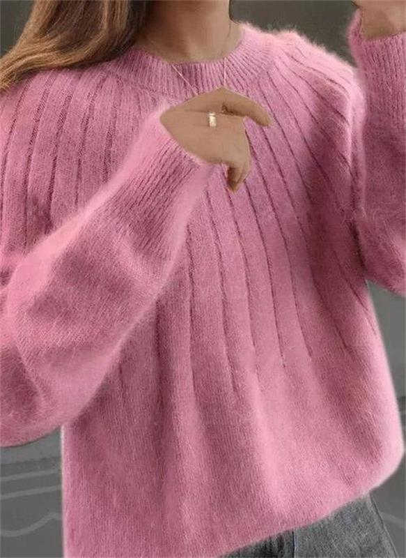 Jersey mujer de mezcla de cachemira cuello redondo