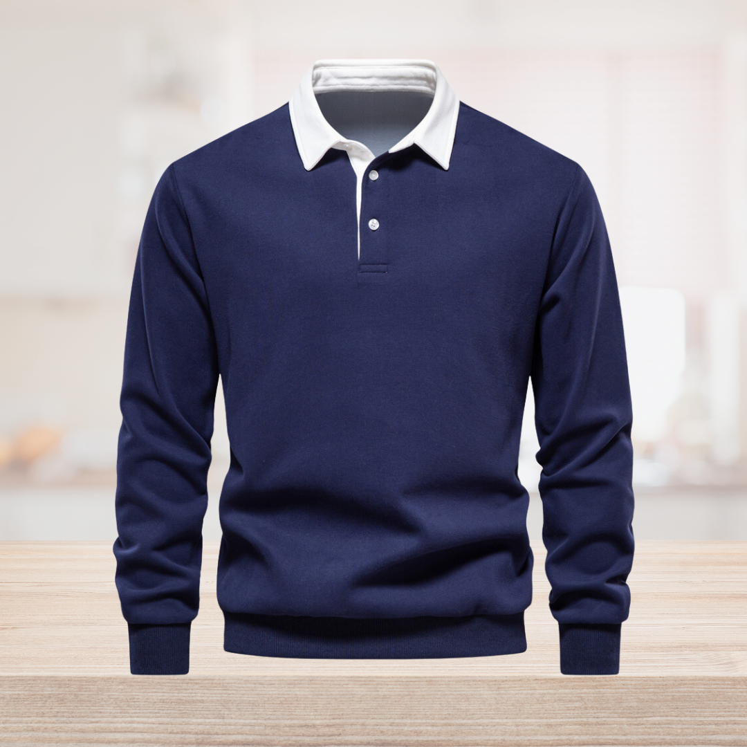 Polo hombre manga larga cuello mao ajustado