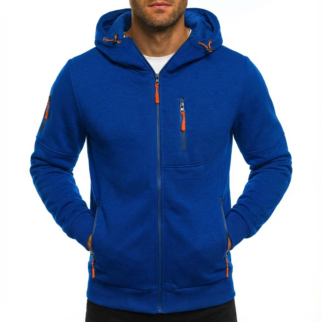 Chaqueta Hombre con Capucha Cremallera Completa Ajuste Regular