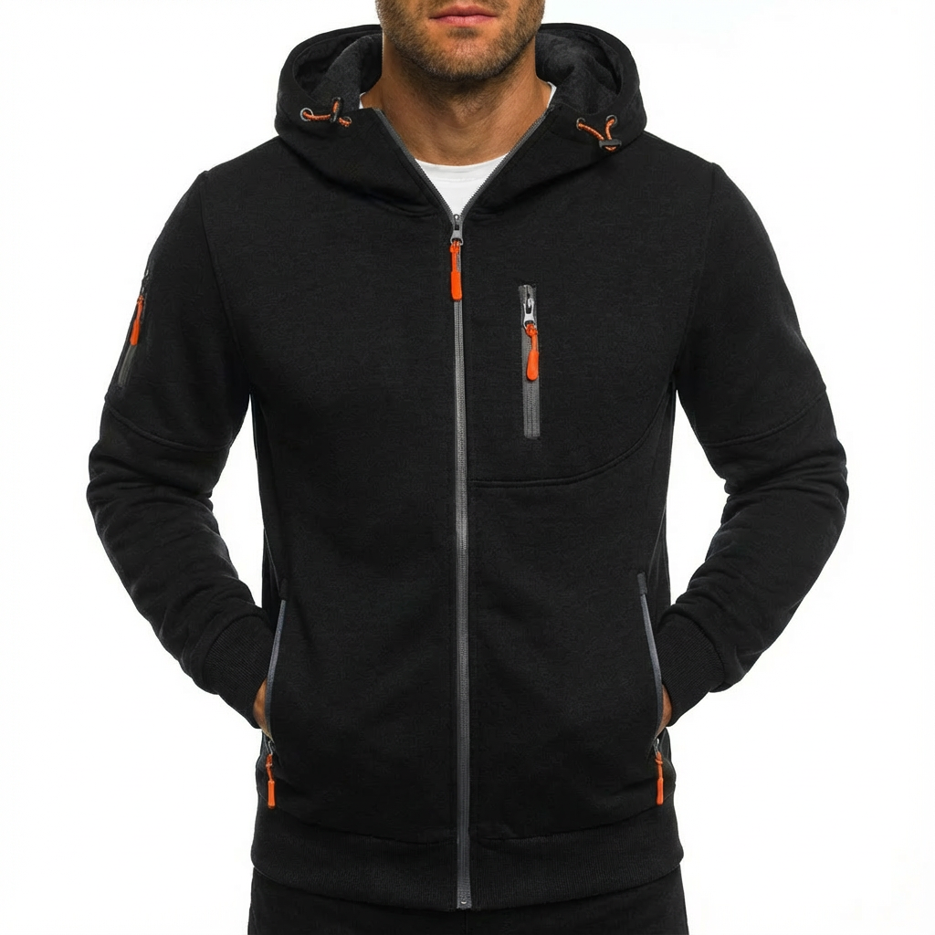 Chaqueta Hombre con Capucha Cremallera Completa Ajuste Regular