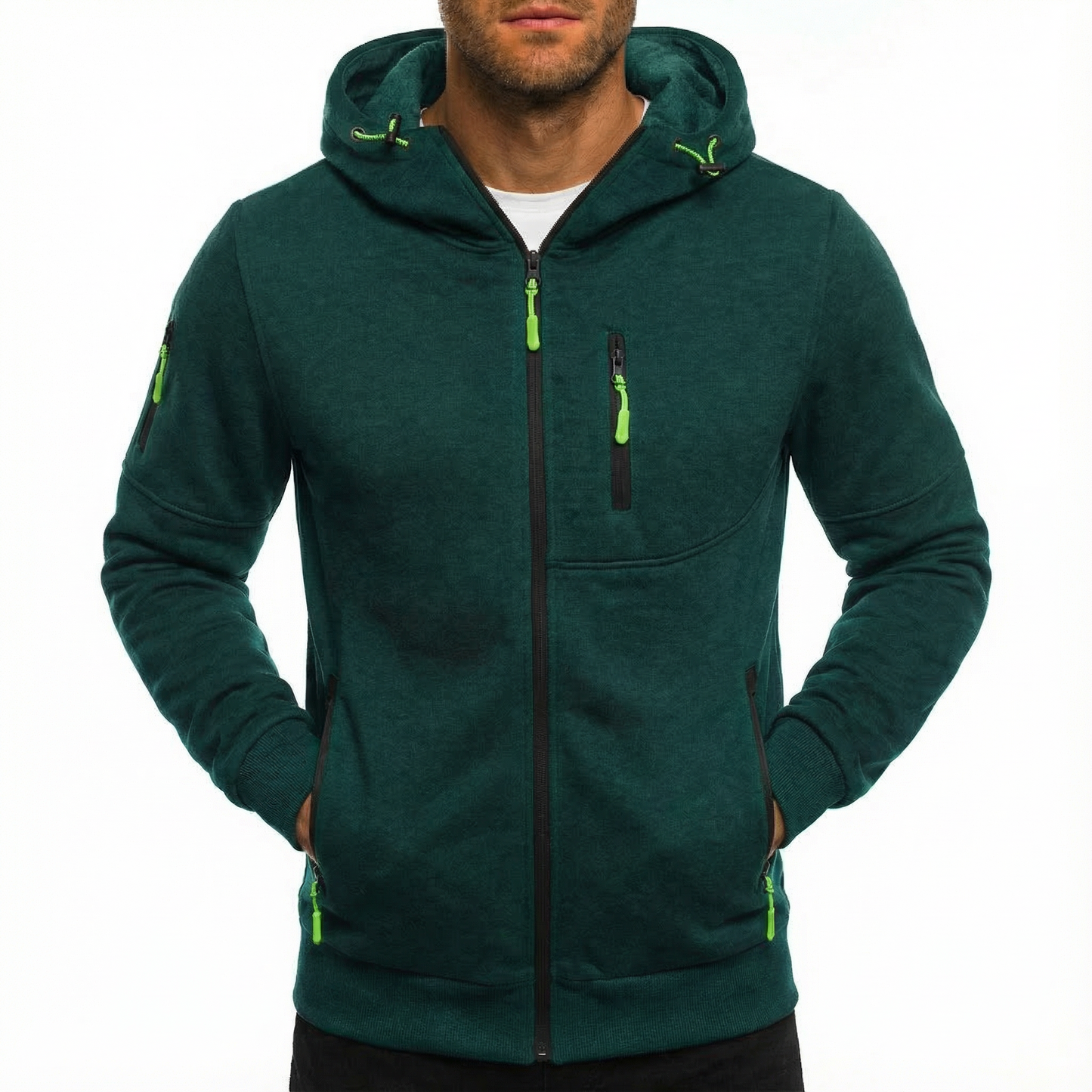 Chaqueta Hombre con Capucha Cremallera Completa Ajuste Regular