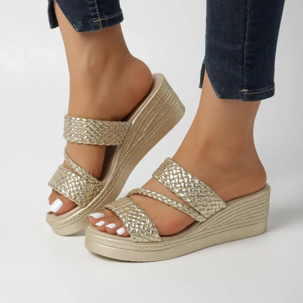 Sandalias Mujer con Cuña y Diseño Trenzado