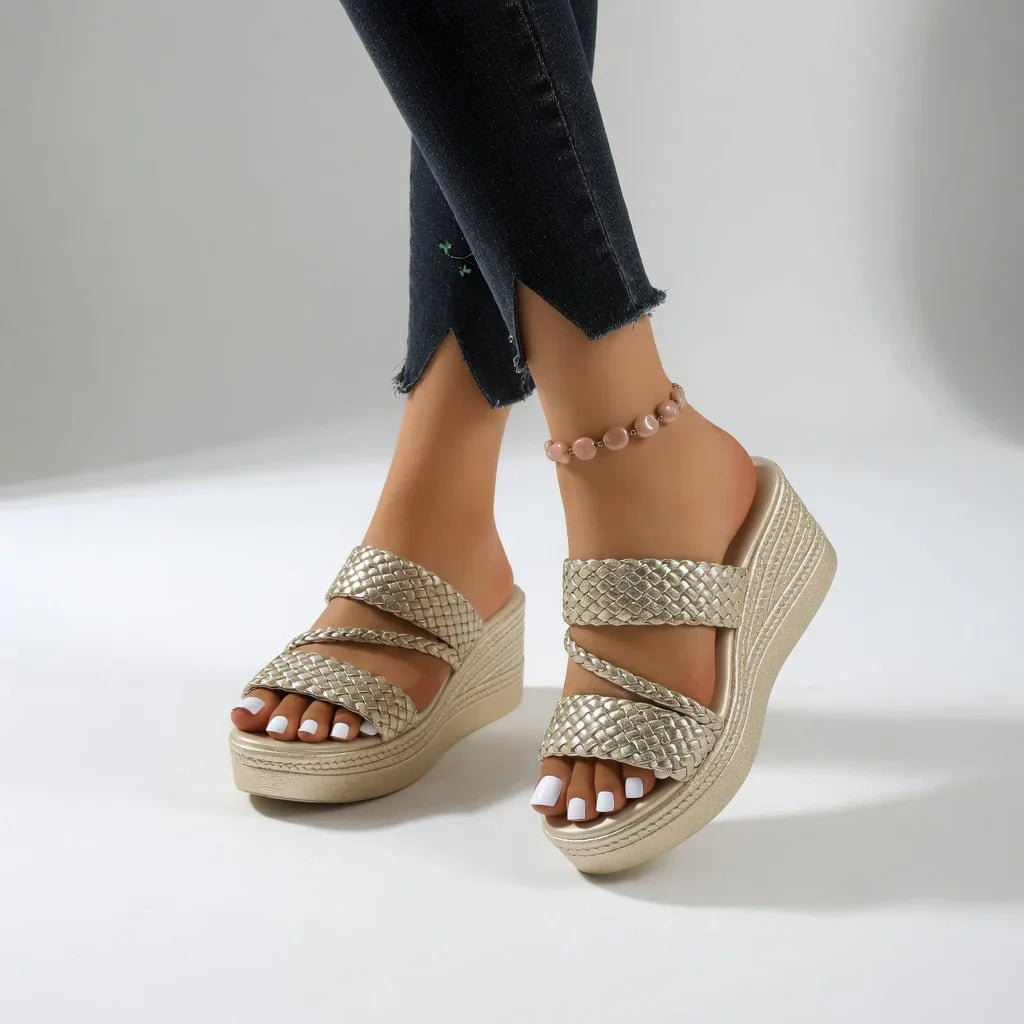 Sandalias Mujer con Cuña y Diseño Trenzado