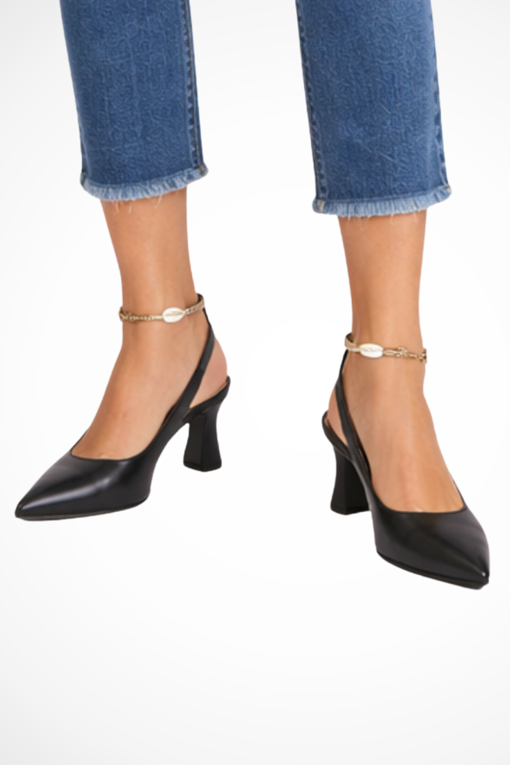 Zapatos de salón mujer punta fina tacón bajo slingback