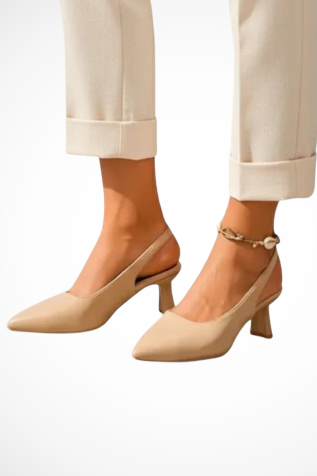 Zapatos de salón mujer punta fina tacón bajo slingback
