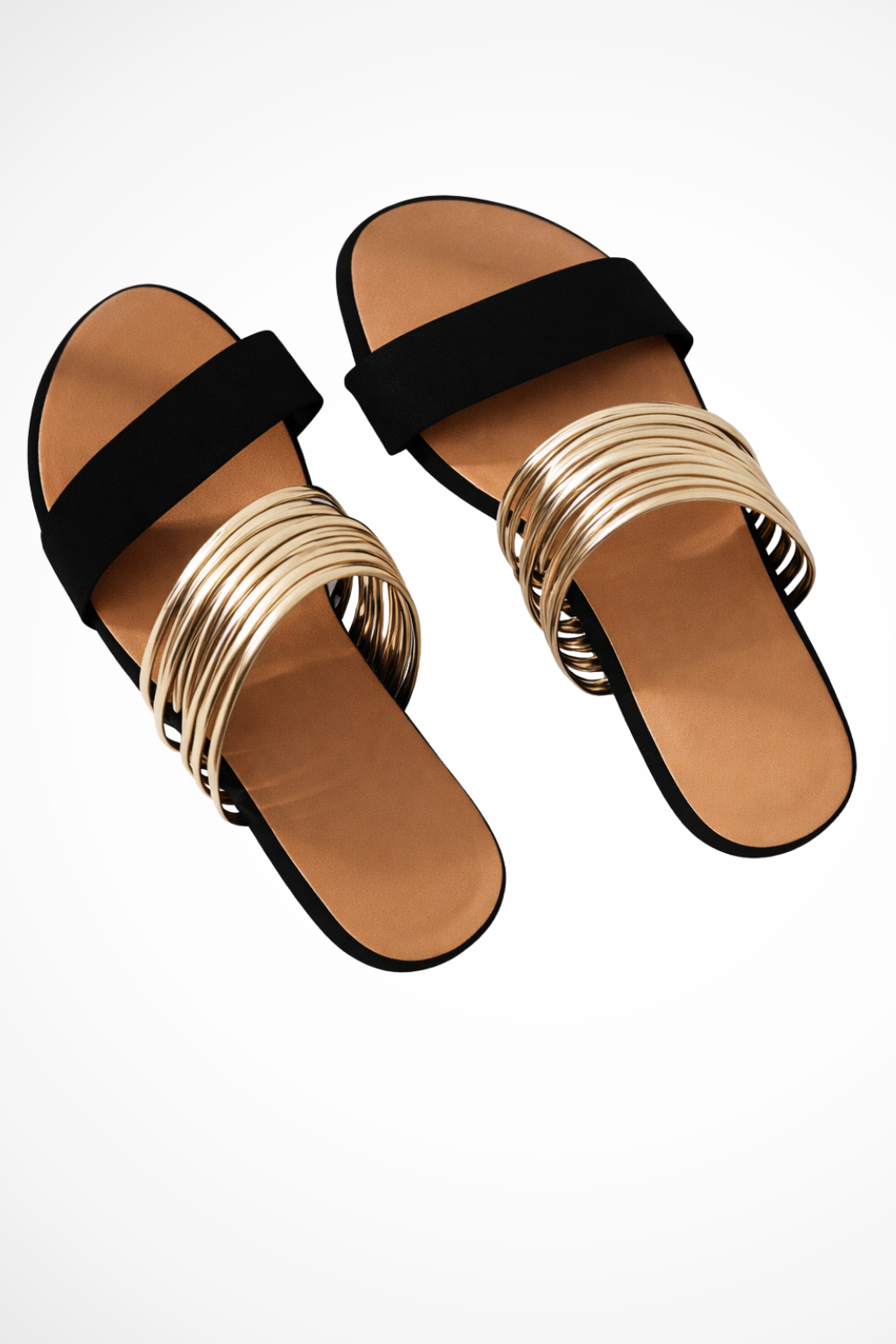 Sandalias Planas Mujer de Tiras con Detalle de Anillos Metálicos