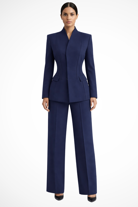 Traje Mujer Blazer Entallado y Pantalón Pata Ancha - Mavetta