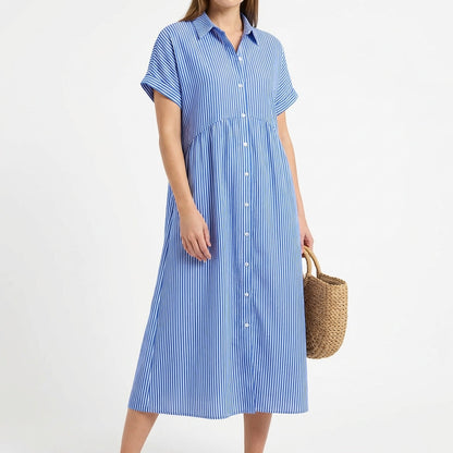 Vestido Camisero Mujer de Algodón Midi Ajuste Casual