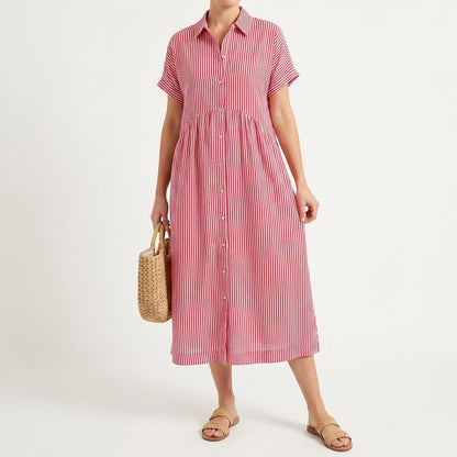 Vestido Camisero Mujer de Algodón Midi Ajuste Casual