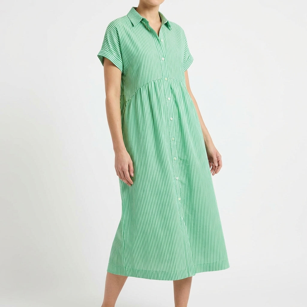 Vestido Camisero Mujer de Algodón Midi Ajuste Casual