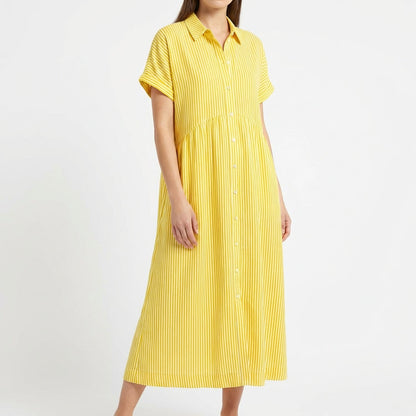 Vestido Camisero Mujer de Algodón Midi Ajuste Casual