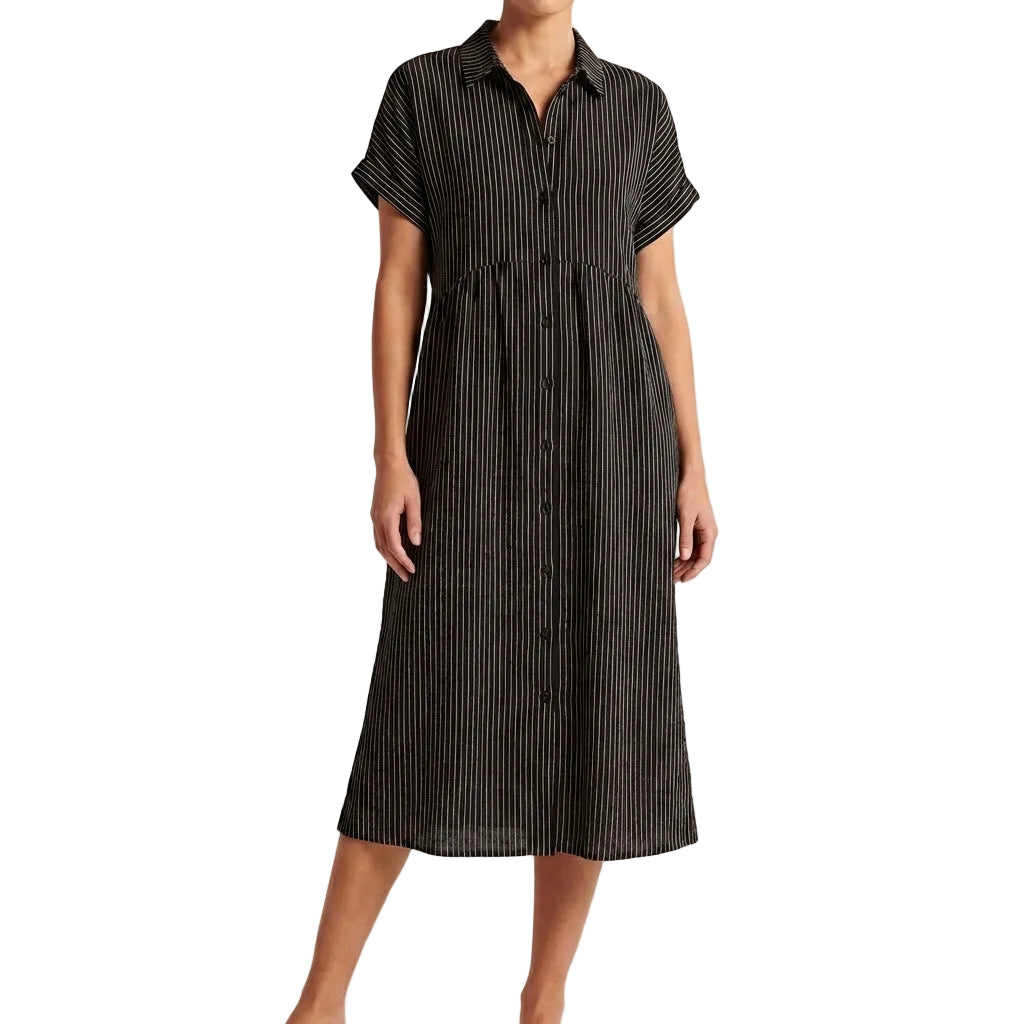 Vestido Camisero Mujer de Algodón Midi Ajuste Casual