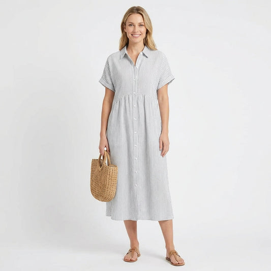 Vestido Camisero Mujer de Algodón Midi Ajuste Casual - Mavetta