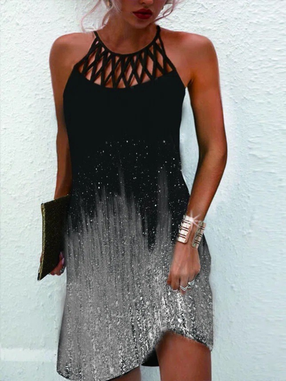 Vestido Halter Mujer de Tela Ligera Ajuste Slim