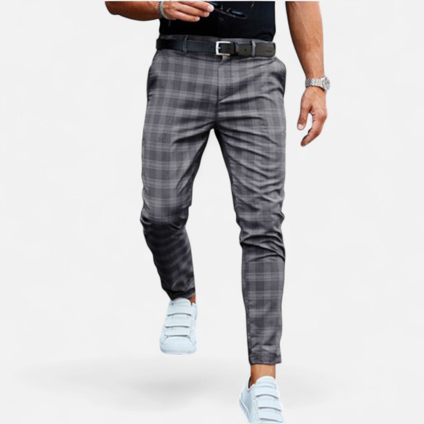 Pantalones Chinos Hombre Slim Fit Cuadro Clásico Stretch