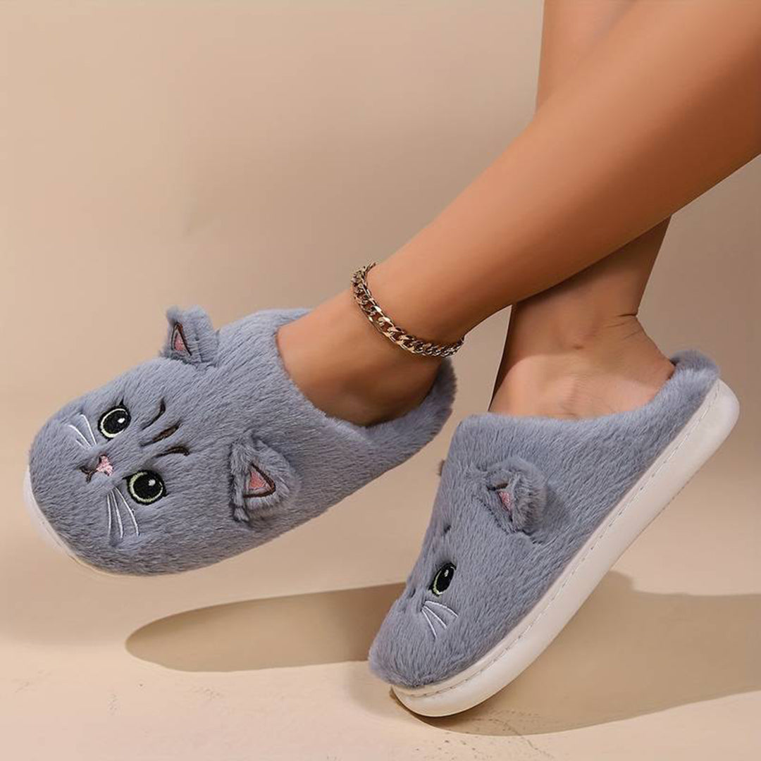 Zapatillas de casa Mujer diseño gato cálidas y cómodas