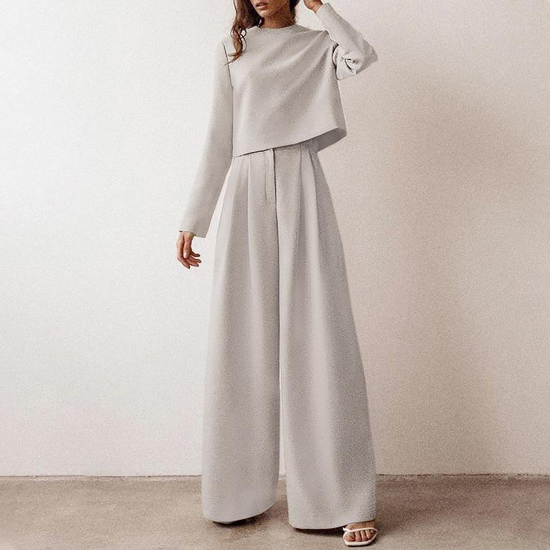 Conjunto Mujer de Dos Piezas Bordado y Pantalón Palazzo