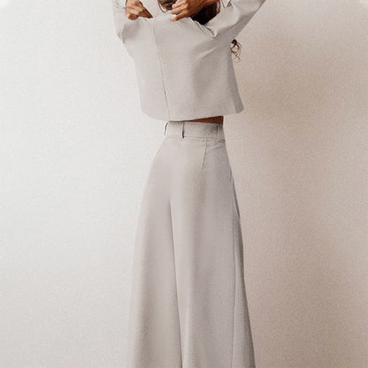 Conjunto Mujer de Dos Piezas Bordado y Pantalón Palazzo