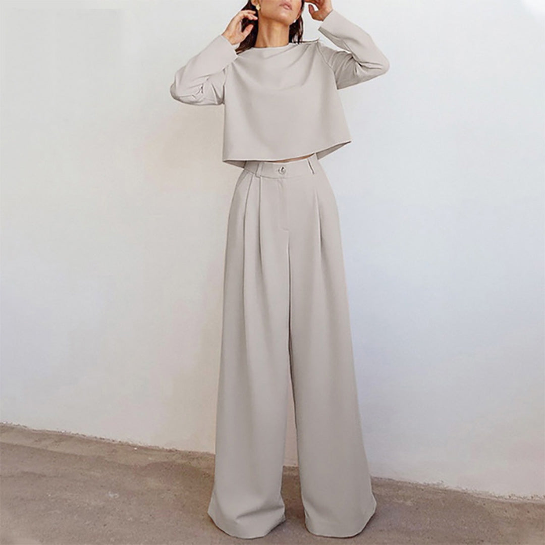 Conjunto Mujer de Dos Piezas Bordado y Pantalón Palazzo