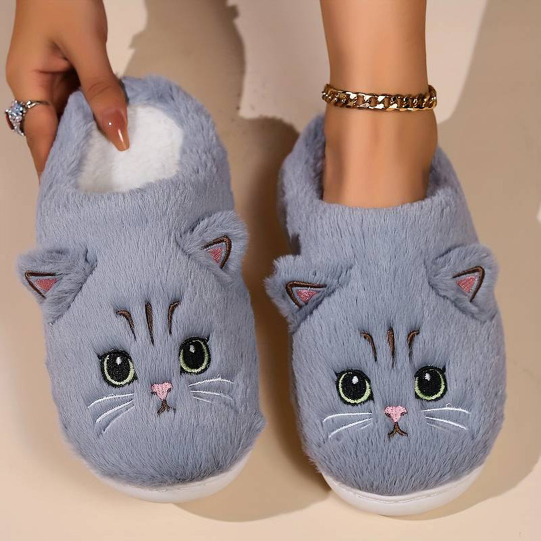 Zapatillas de casa Mujer diseño gato cálidas y cómodas