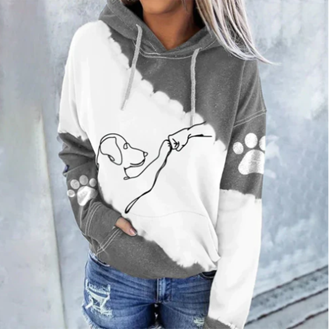 Sudadera mujer con capucha estampado perro estilo casual