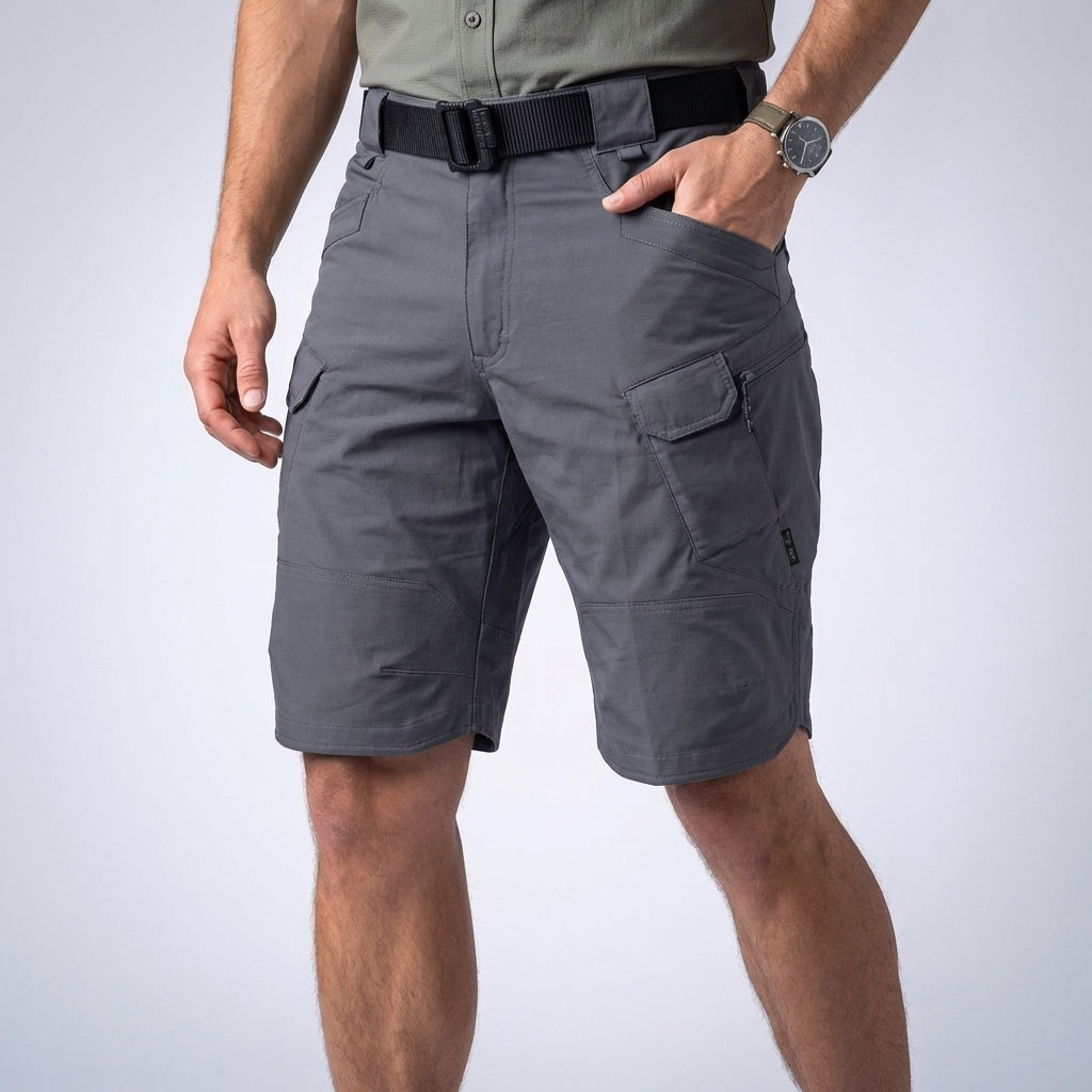 Pantalones Cortos Hombre Cargo Algodón Cintura Elástica Corte Relajado