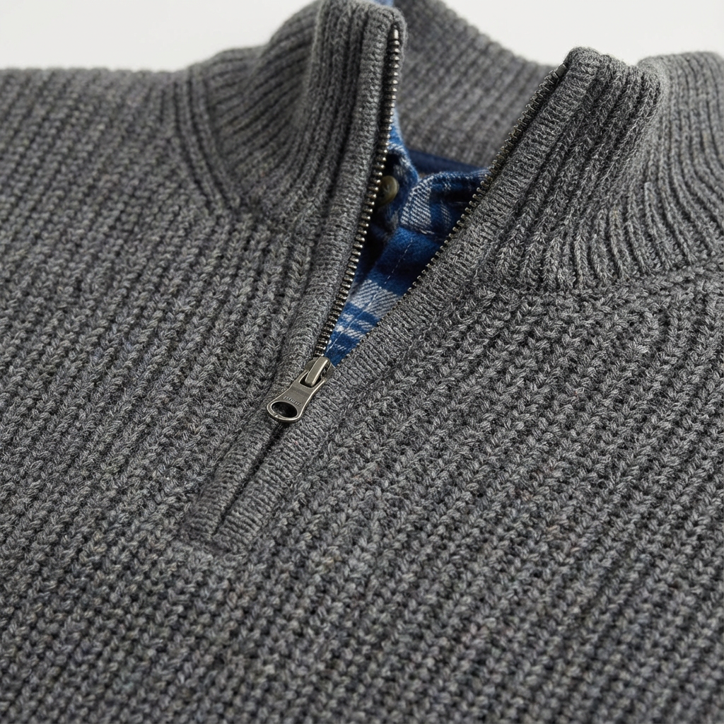 Suéter Hombre con Cremallera Cuello Alto Corta