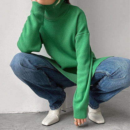 Jersey Mujer Cuello Alto Abertura Elegante