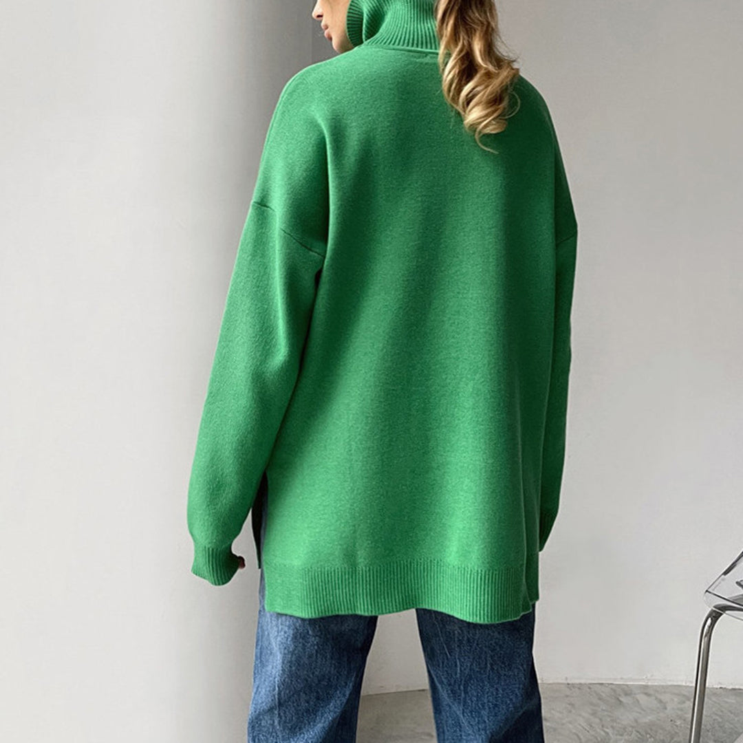 Jersey Mujer Cuello Alto Abertura Elegante